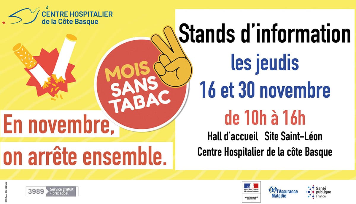 Moi(s) sans Tabac : information et aide au sevrage tabagique Bayonne 30 novembre