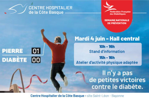 Semaine nationale de prévention du diabète : stand d’information et atelier d’activité physique Bayonne 4 juin